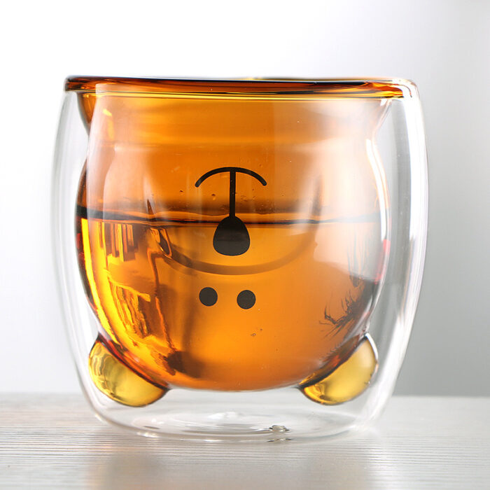 Bear Double Walled Glass - Amber